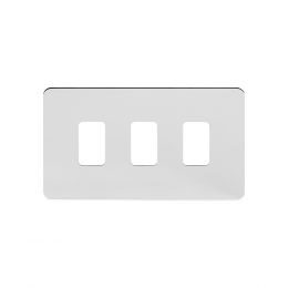 Soho Lighting Polished Chrome Flat Plate 3 Gang Grid Plate Screwless