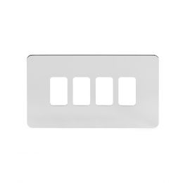 Soho Lighting Polished Chrome Flat Plate 4 Gang Grid Plate Screwless