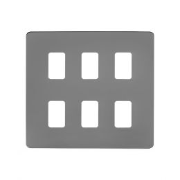 Soho Lighting Black Nickel Flat Plate 6 Gang Grid Switch Plate Screwless