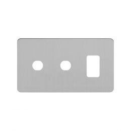 Soho Lighting Brushed Chrome Flat Plate 3 Gang 1RM+2CM Dual Module Grid Switch Plate