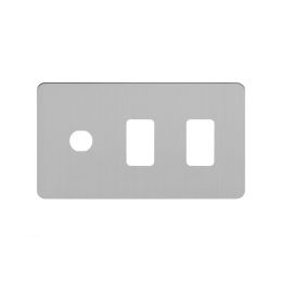 Soho Lighting Brushed Chrome Flat Plate 3 Gang 2RM+1CM Dual Module Grid Switch Plate