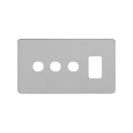Soho Lighting Brushed Chrome Flat Plate 4 Gang 1RM+3CM Dual Module Grid Switch Plate