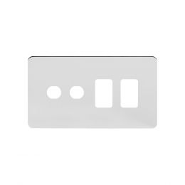 Soho Lighting Polished Chrome Flat Plate 4 Gang 2RM+2CM Dual Module Grid Switch Plate