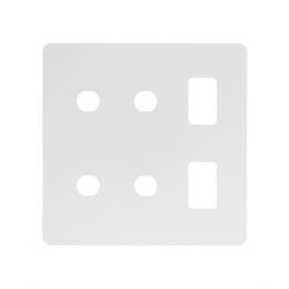 Soho Lighting White Metal Flat Plate 6 Gang 2RM+4CM Dual Module Grid Switch Plate