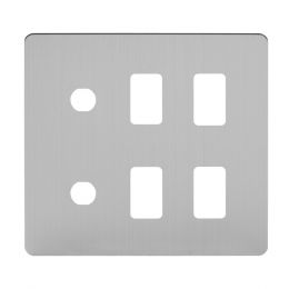 Soho Lighting Brushed Chrome Flat Plate 6 Gang 4RM+2CM Dual Module Grid Switch Plate