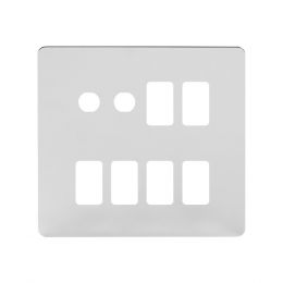 Soho Lighting Polished Chrome Flat Plate 8 Gang 4RM+4CM Dual Module Grid Switch Plate