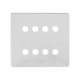 Soho Lighting Polished Chrome Flat Plate 8 Gang CM Circular Module Grid Switch Plate