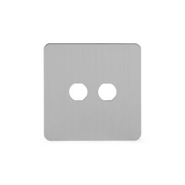 Soho Lighting Brushed Chrome Flat Plate 2 Gang Toggle Plates Screwless