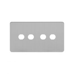 Soho Lighting Brushed Chrome Flat Plate 4 Gang Toggle Plates Screwless