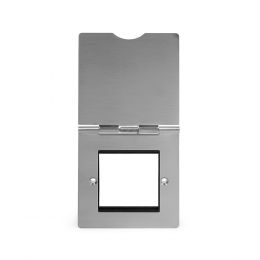 Soho Lighting Brushed Chrome Flat Plate 2  Gang Euro Floor Plate Blk Ins Screwless