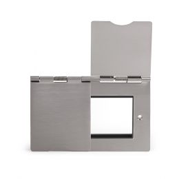 Soho Lighting Brushed Chrome Flat Plate 4 Gang Euro Floor Plate Blk Ins Screwless