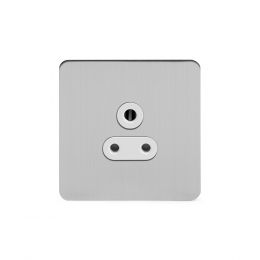 Soho Lighting Brushed Chrome Flat Plate 5 Amp Unswitched Socket Wht Ins Screwless