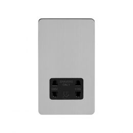 Soho Lighting Brushed Chrome Flat Plate Shaver Socket 230/115V Plate Blk Ins Screwless