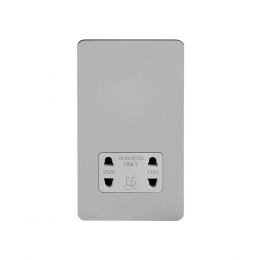 Soho Lighting Brushed Chrome Flat Plate Shaver Socket 230/115V Plate Wht Ins Screwless