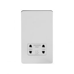 Soho Lighting Polished Chrome Flat Plate Shaver Socket 230/115V Plate Wht Ins Screwless