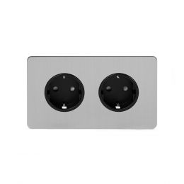 2 Gang Polished Chrome Euro Socket