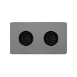 2 Gang Polished Chrome Euro Socket