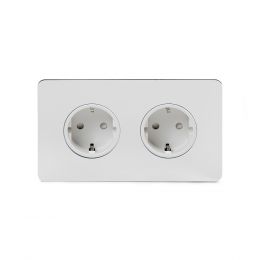 2 Gang Polished Chrome Euro Socket