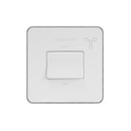 Soho Lighting White Metal Plate with Chrome Edge 10A 1 Gang 1 Way 3-Pole Fan Isolator Switch Wht Ins Screwless