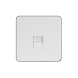 Soho Lighting White Metal Plate with Chrome Edge 1 Gang Telephone Master Socket,BT Wht Ins Screwless