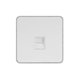 Soho Lighting White Metal Plate with Chrome Edge 1 Gang Telephone Secondary (Slave) Socket,BT Wht Ins Screwless