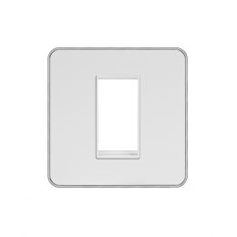 Soho Lighting White Metal Plate with Chrome Edge Single Data Plate 1 Module Screwless