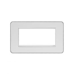 Soho Lighting White Metal Plate with Chrome Edge Double Data Plate 4 Module Screwless