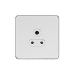 Soho Lighting White Metal Plate with Chrome Edge 5 Amp Unswitched Socket Wht Ins Screwless