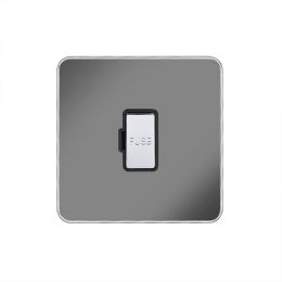 Soho Fusion Black Nickel & Polished Chrome With Chrome Edge 13A Unswitched Fused Connection Unit (FCU) Black Insert Screwless