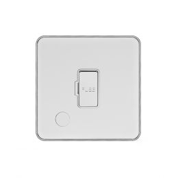 Soho Fusion White & Polished Chrome With Chrome Edge 13A Unswitched Flex Outlet White Inserts Screwless