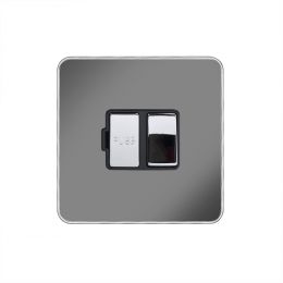 Soho Fusion Black Nickel & Polished Chrome With Chrome Edge 13A Switched Fused Connection Unit (FCU) Black Insert Screwless