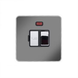 Soho Fusion Black Nickel & Polished Chrome 13A Double Pole Switched Fused Connection Unit (FCU) With Neon 