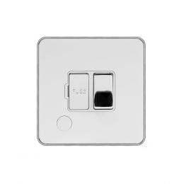Soho Fusion White & Polished Chrome With Chrome Edge 13A Switched Fuse Flex Outlet White Inserts Screwless