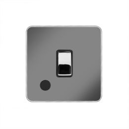 Soho Fusion Black Nickel & Polished Chrome With Chrome Edge 20A 1 Gang DP Switch Flex Outlet Black Insert Screwless