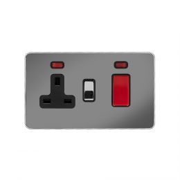 Soho Fusion Black Nickel & Polished Chrome With Chrome Edge 45A Cooker Control Unit & Neon Black Insert Screwless