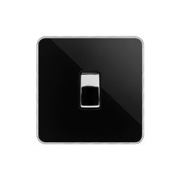 Soho Fusion Black Nickel & Polished Chrome With Chrome Edge 10A 1 Gang Intermediate Switch Black Insert Screwless