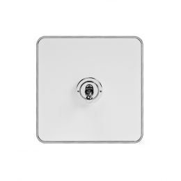 Soho Fusion White & Polished Chrome With Chrome Edge 20A 1 Gang Intermediate Toggle Screwless