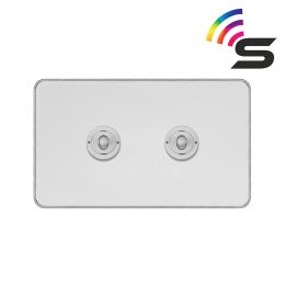 Soho Fusion White Metal & Polished Chrome 2 Gang 150W Smart Toggle Switch