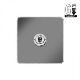Soho Lighting Fusion Black Nickel & Polished Chrome With Chrome Edge 1 Gang Dimming Toggle Switch