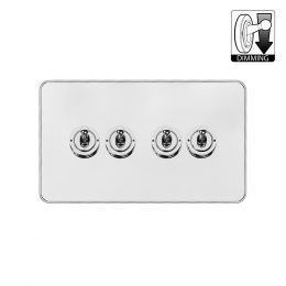 Soho Lighting Fusion White Metal & Polished Chrome With Chrome Edge 4 Gang Dimming Toggle Switch