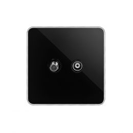 Soho Lighting Black Nickel Plate with Chrome Edge TV+ Satellite Socket Blk Ins Screwless
