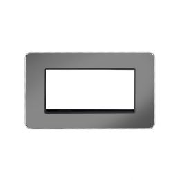 Soho Lighting Black Nickel Plate with Chrome Edge Double Data Plate 4 Modules Blk Ins Screwless