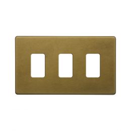 Soho Lighting Old Brass 3 Gang RM Rectangular Module Grid Switch Plate