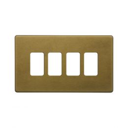 Soho Lighting Old Brass 4 Gang RM Rectangular Module Grid Switch Plate