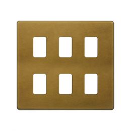 Soho Lighting Old Brass 6 Gang RM Rectangular Module Grid Switch Plate