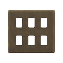 Soho Lighting Vintage Brass 6 Gang RM Rectangular Module Grid Switch Plate