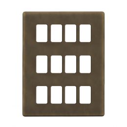 Soho Lighting Vintage Brass 12 Gang RM Rectangular Module Grid Switch Plate