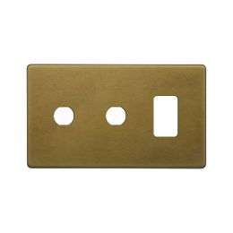 Soho Lighting Old Brass 3 Gang 1RM+2CM Dual Module Grid Switch Plate
