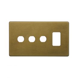 Soho Lighting Old Brass 4 Gang 1RM+3CM Dual Module Grid Switch Plate