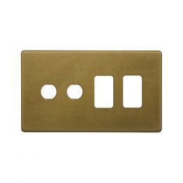 Soho Lighting Old Brass 4 Gang 2RM+2CM Dual Module Grid Switch Plate